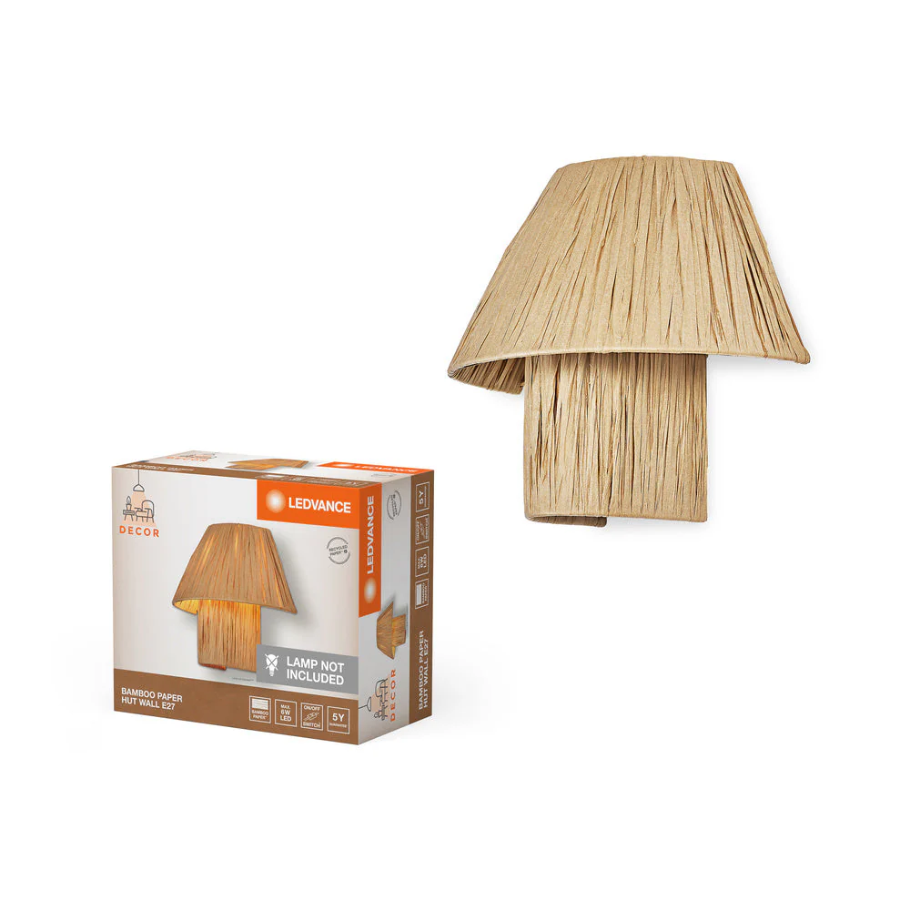LEDVANCE DECOR Lampada da parete in carta di bambù marrone, E27, 280mm - Image 2
