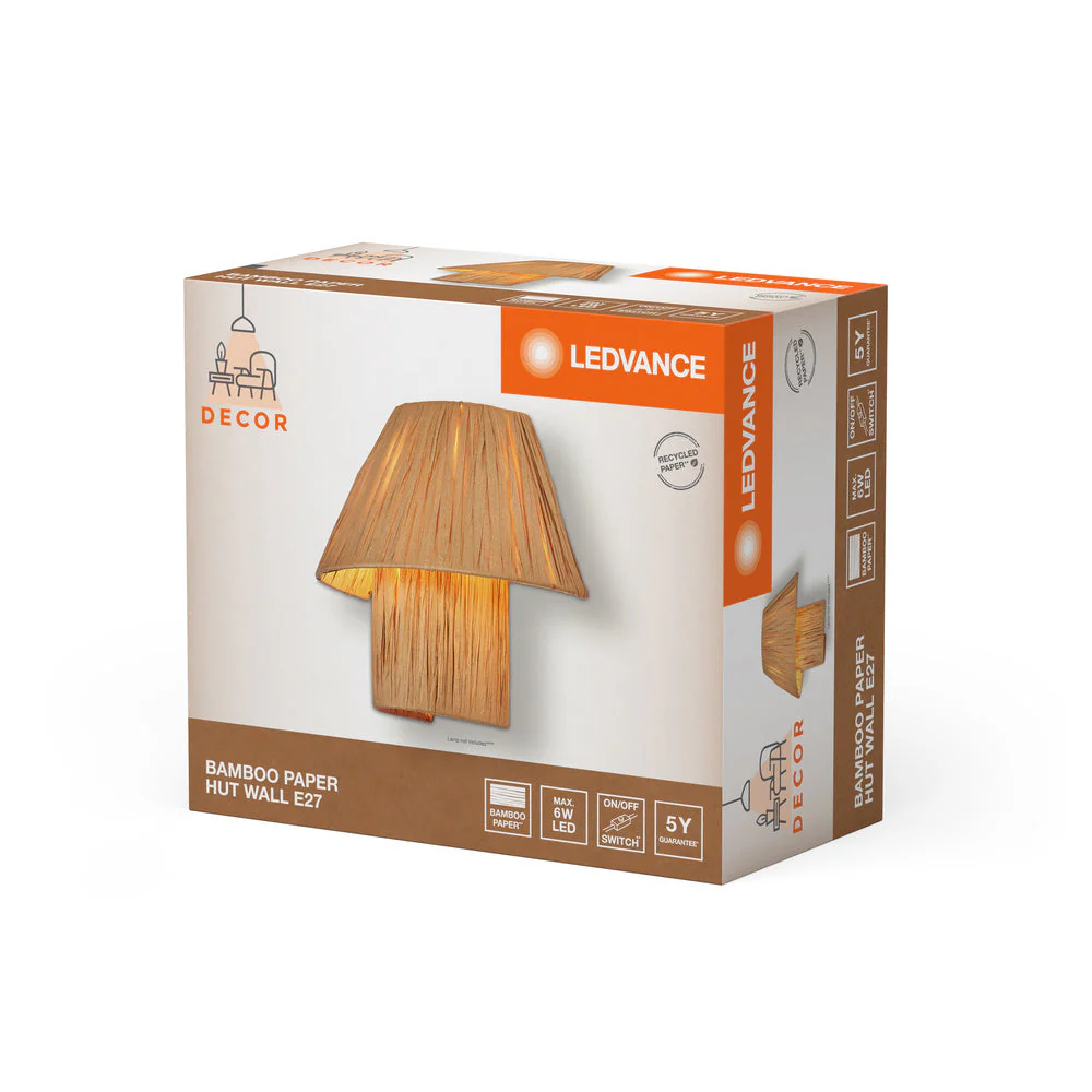 LEDVANCE DECOR Lampada da parete in carta di bambù marrone, E27, 280mm - Image 4
