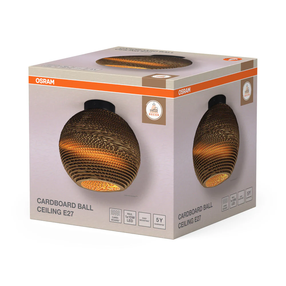OSRAM DECOR Lampada da soffitto Decor Palla di cartone marrone, E27 - Image 3
