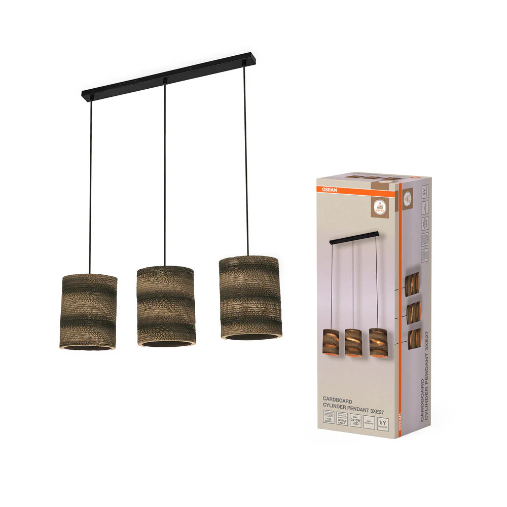 OSRAM DECOR Lampada a sospensione Decor Cilindro di cartone marrone, 3xE27