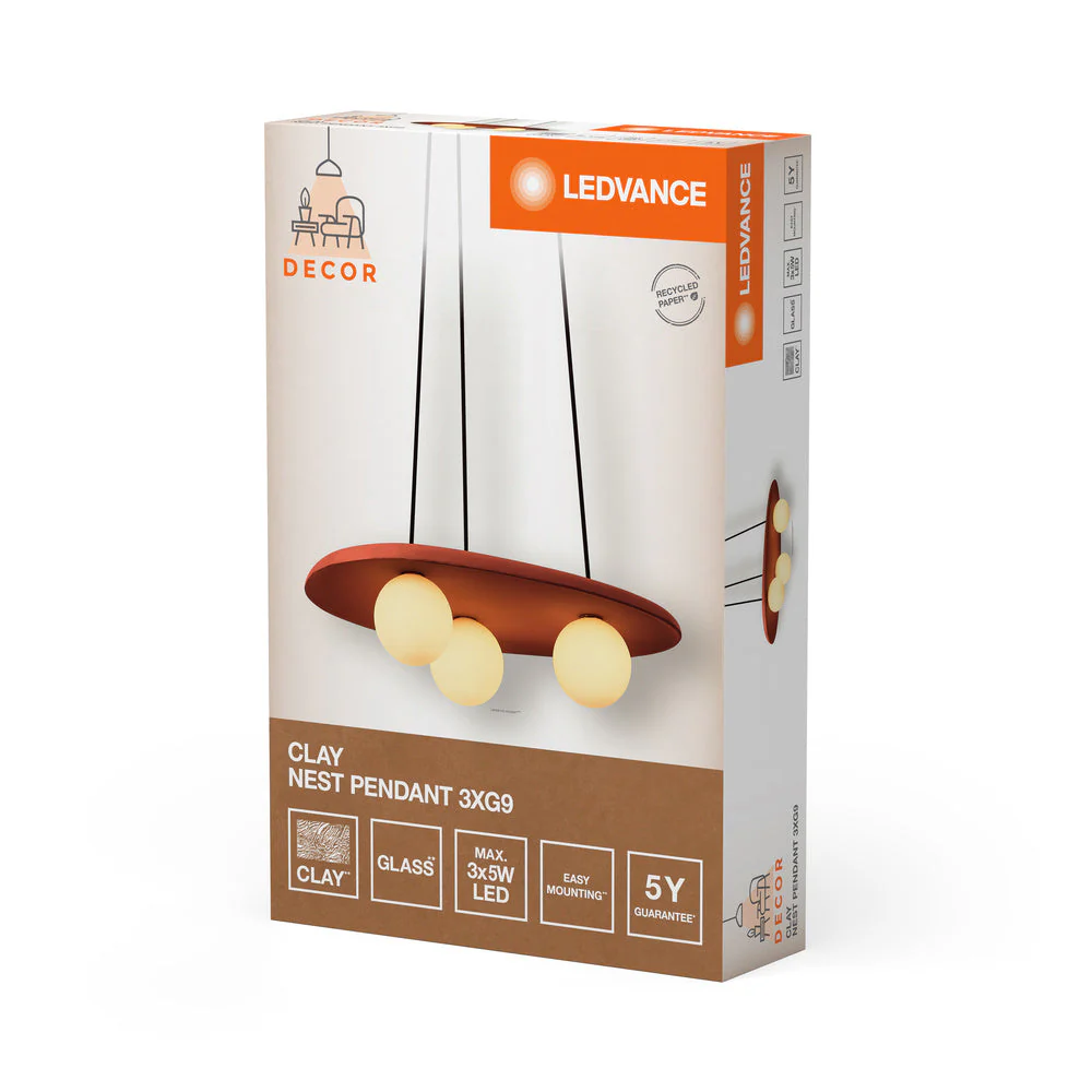 LEDVANCE DECOR Lampada a sospensione Nido di Argilla 3xG9 Marrone - Image 4