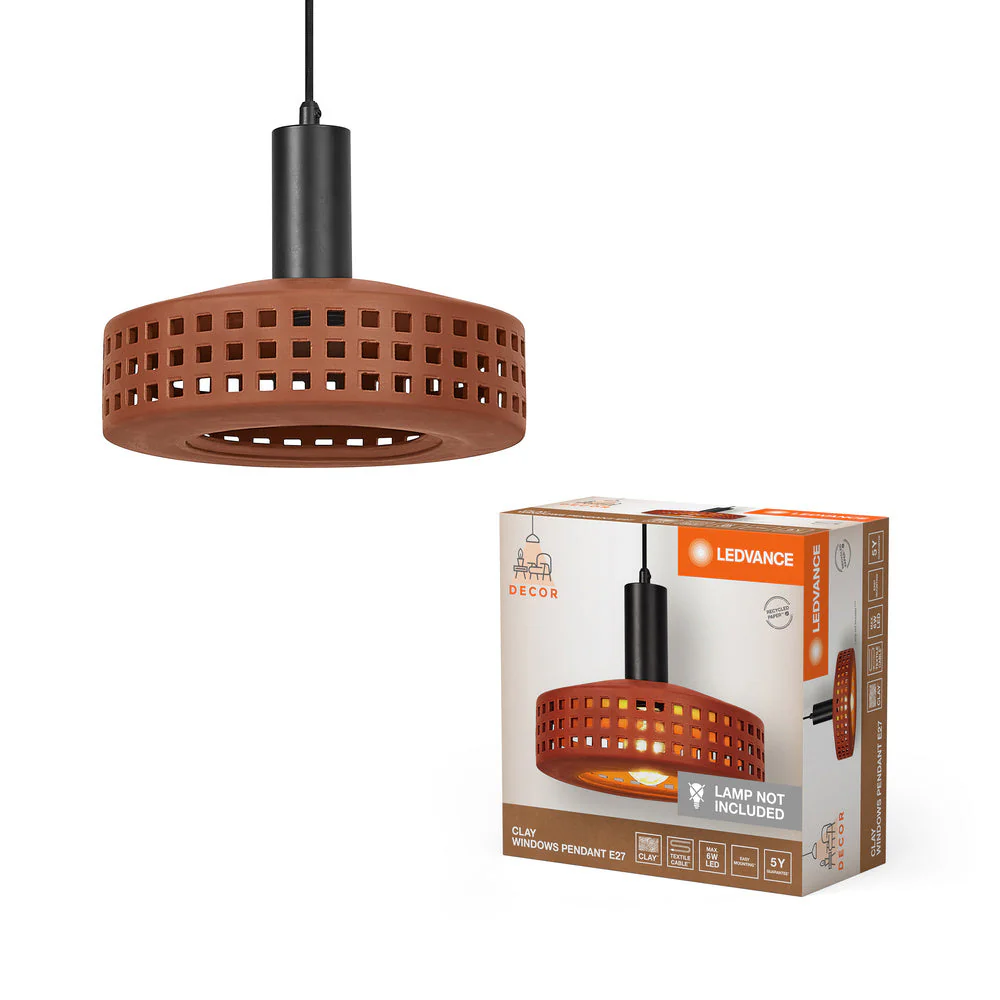 LEDVANCE DECOR Lampada a sospensione in argilla per finestre, marrone, E27 - Image 2