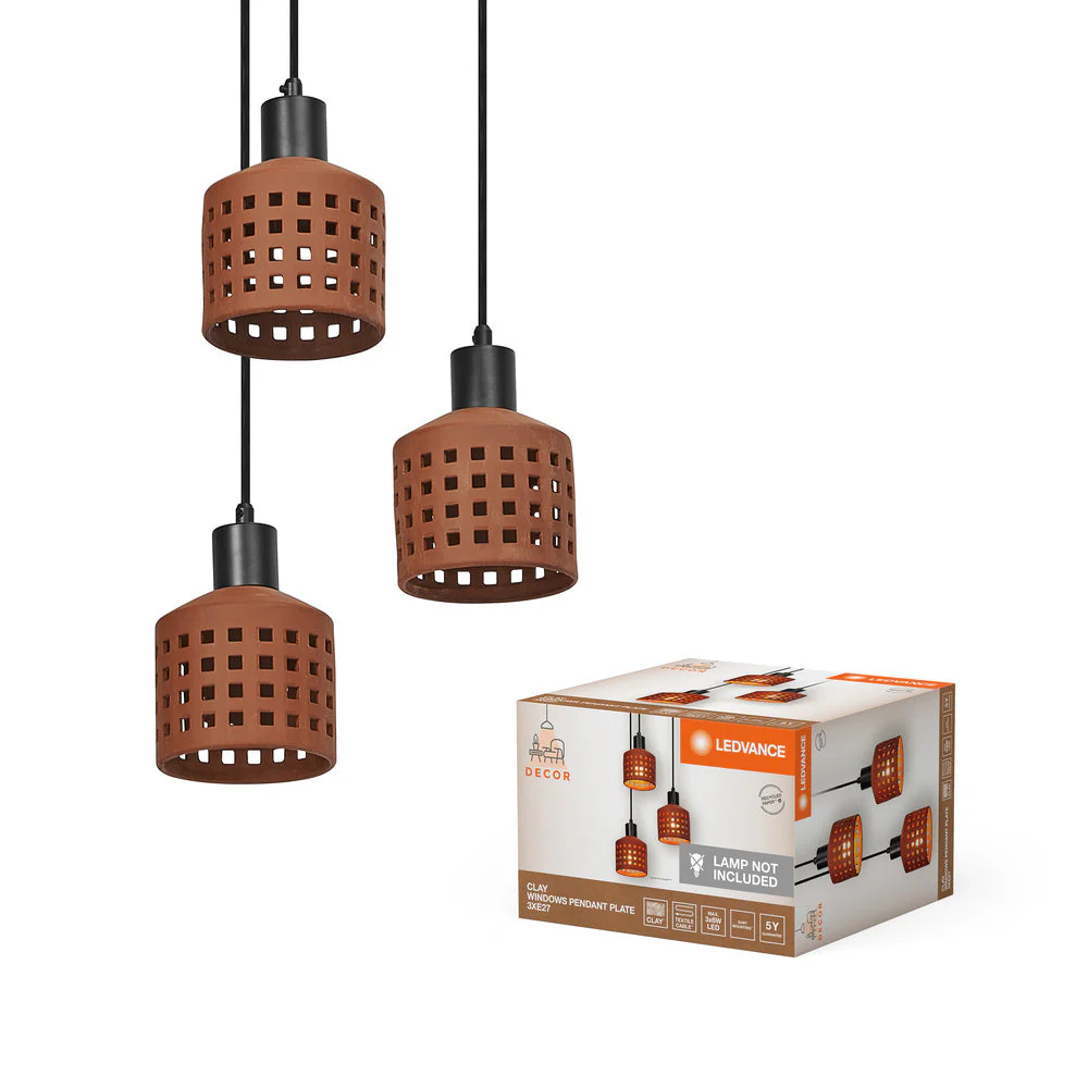 LEDVANCE DECOR Lampada a sospensione in argilla per finestre, marrone, 3 fiamme, E27 - Image 2