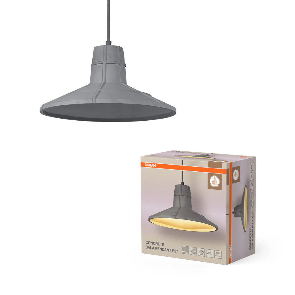 OSRAM DECOR Concrete Sala Beton-Lampada a sospensione, E27, 325 mm