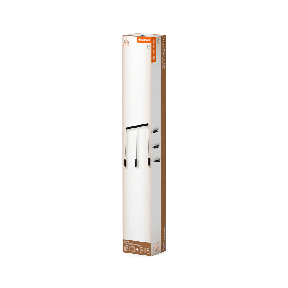 LEDVANCE DECOR Lampada a sospensione a tamburo LED, nera, 3 fiamme, GU10 - Image 4