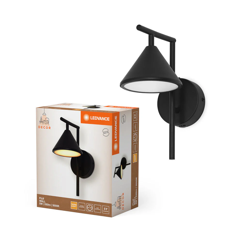 LEDVANCE DECOR Fuji Applique da parete 5W 930 Nero - Image 2
