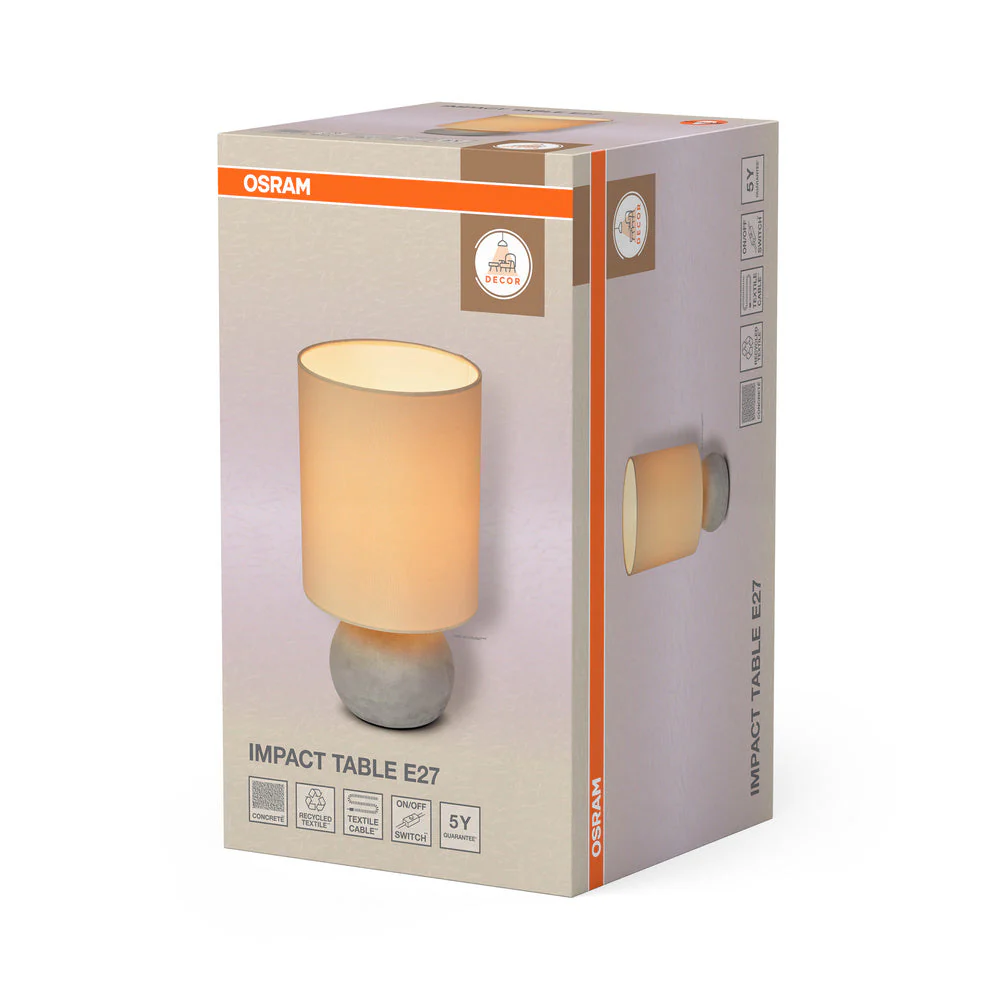 OSRAM DECOR Lampada da tavolo Impact Beige e Grigio, E27 - Image 3