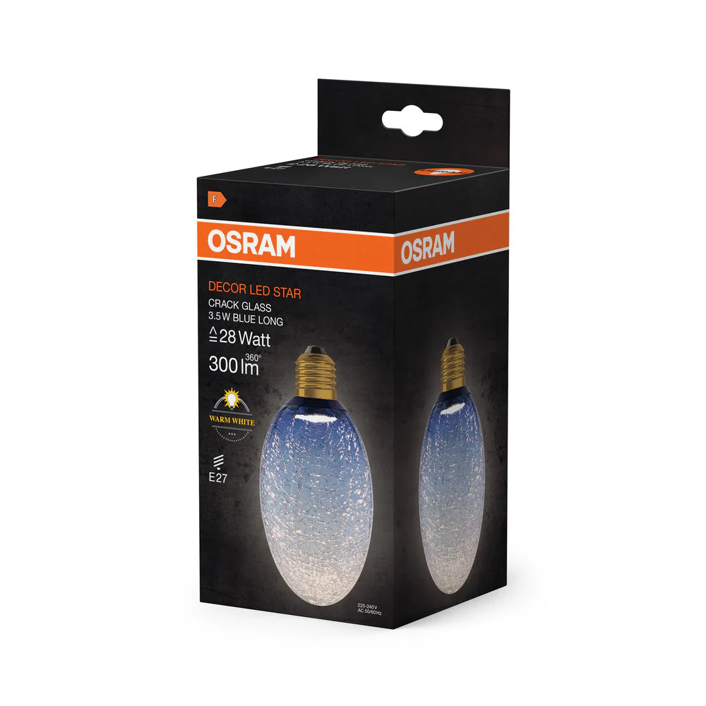 LAMPADA LED DECORATIVA IN VETRO CREPATO LUNGA BLU - Image 3