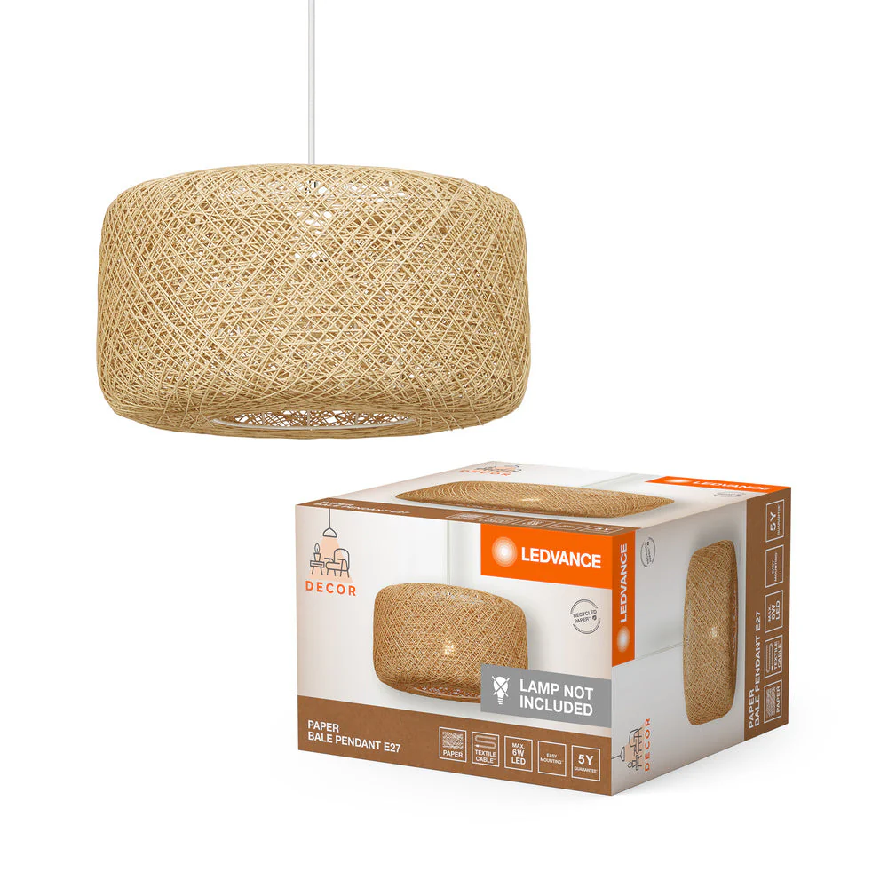 LEDVANCE DECOR Lampada a sospensione in paglia di carta 1xE27 Beige - Image 3
