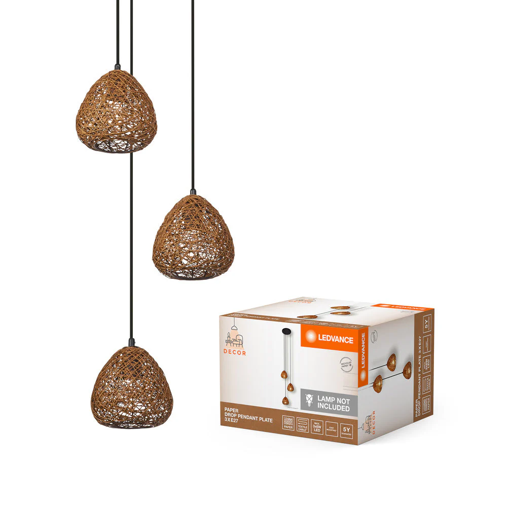 LEDVANCE DECOR Lampada a sospensione Paper Drop Pendelleuchte Piastra 3xE27 Beige - Image 2