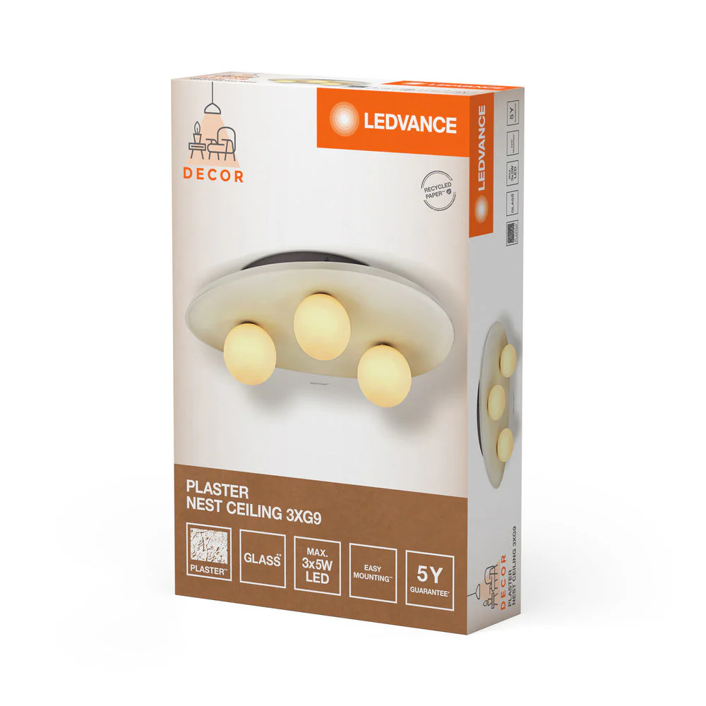 LEDVANCE DECOR Plafoniera a nido di gesso 3xG9 bianca - Image 4