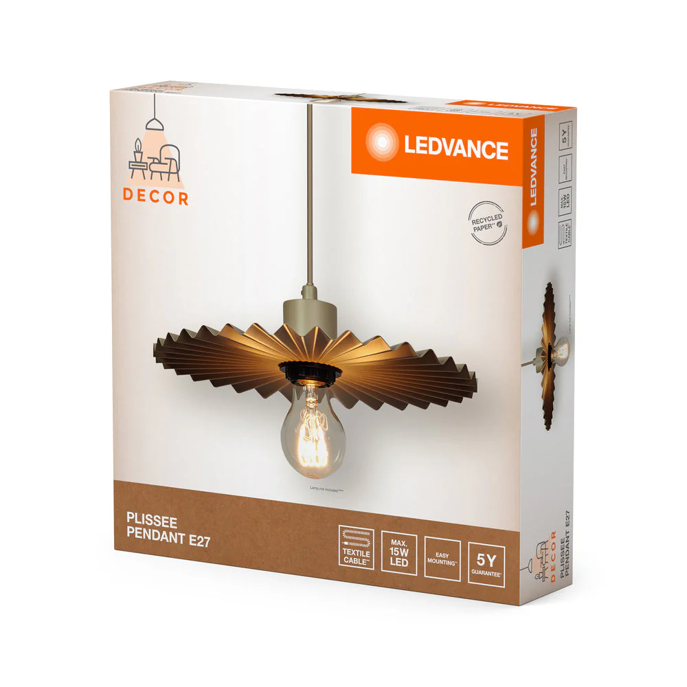 LEDVANCE DECOR Plisse Lampadario a sospensione E27 Beige - Image 4