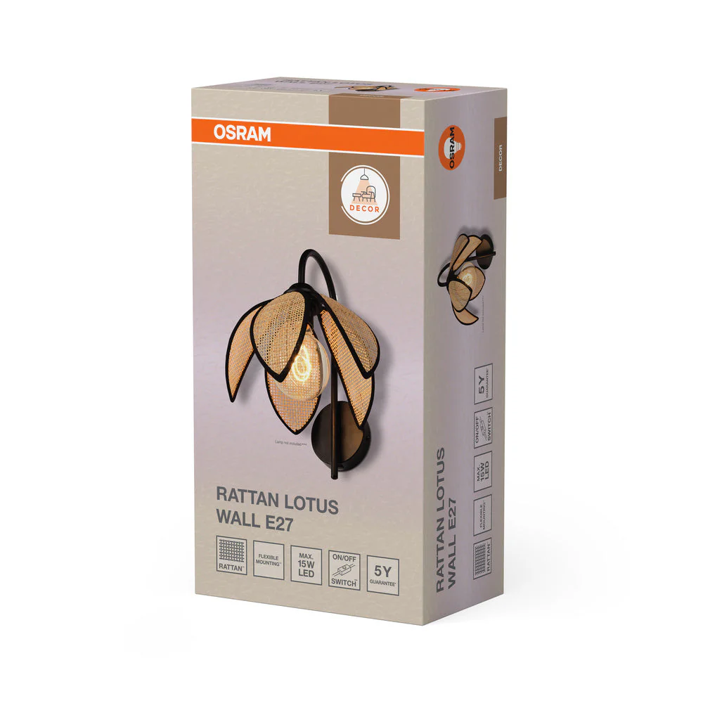 OSRAM DECOR Rattan Loto Applique E27 Marrone - Image 4