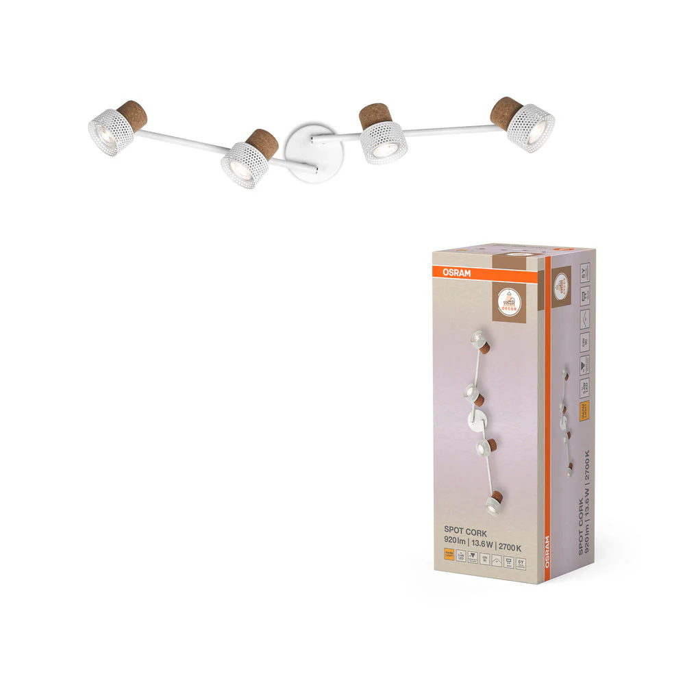 OSRAM DECOR SPOT CORK lampada da soffitto, 4 x 3,4W, 920lm, bianco - Image 2