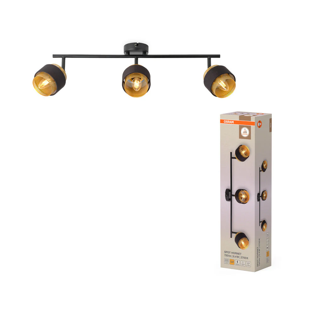OSRAM DECOR Spot Hornet lampada da soffitto 3X2.8W, E14, 250lm, 2700K, nero - Image 2