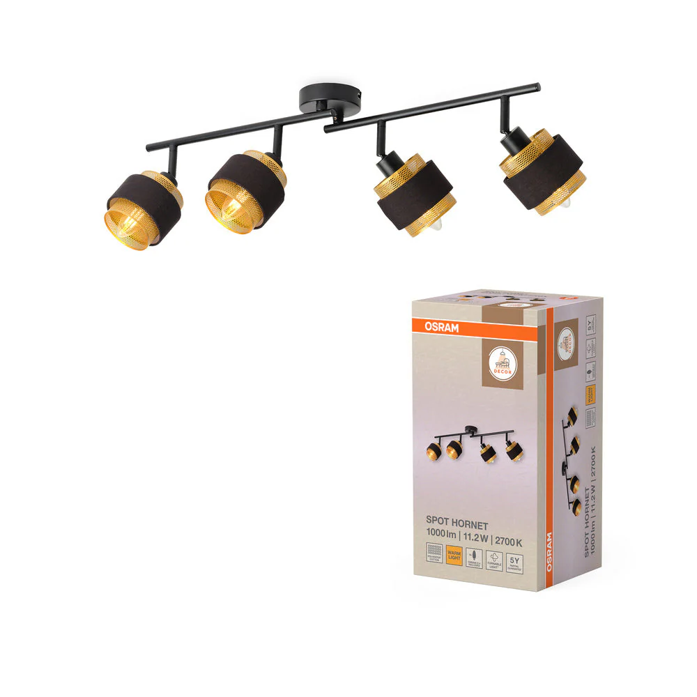 OSRAM DECOR Spot Hornet lampada da soffitto 4X2.8W, E14, 250lm, 2700K, Nero - Image 2