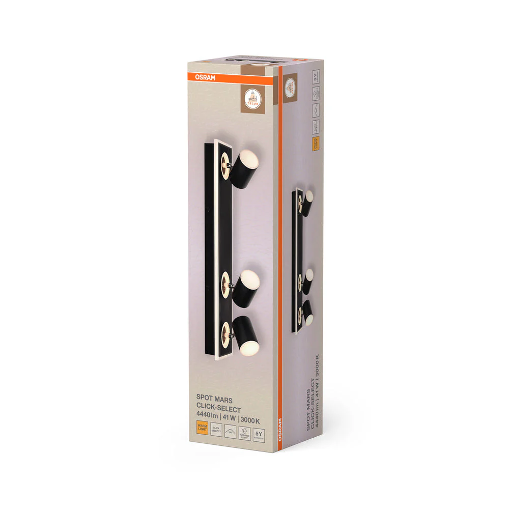 OSRAM DECOR SPOT MARS lampada da soffitto, 41W, 1.425lm, nero - Image 4
