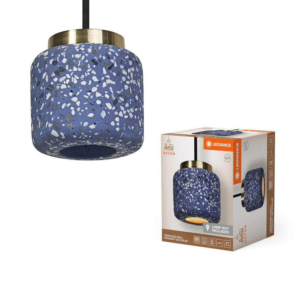 LEDVANCE DECOR Lampada a sospensione a sfera in terrazzo blu, GU10 - Image 2