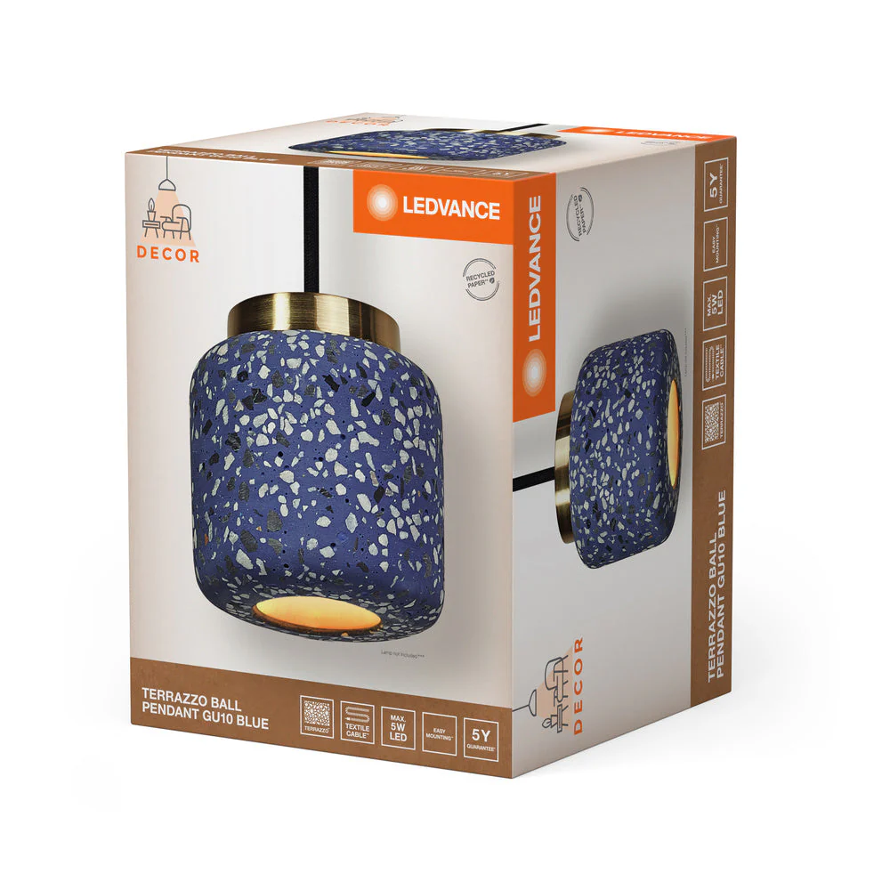 LEDVANCE DECOR Lampada a sospensione a sfera in terrazzo blu, GU10 - Image 4