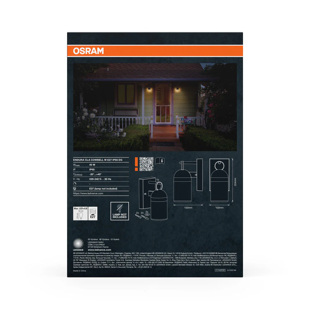 OSRAM ENDURA® Classic Cowbell Applique da esterno IP65 E27 Grigio scuro - Image 4