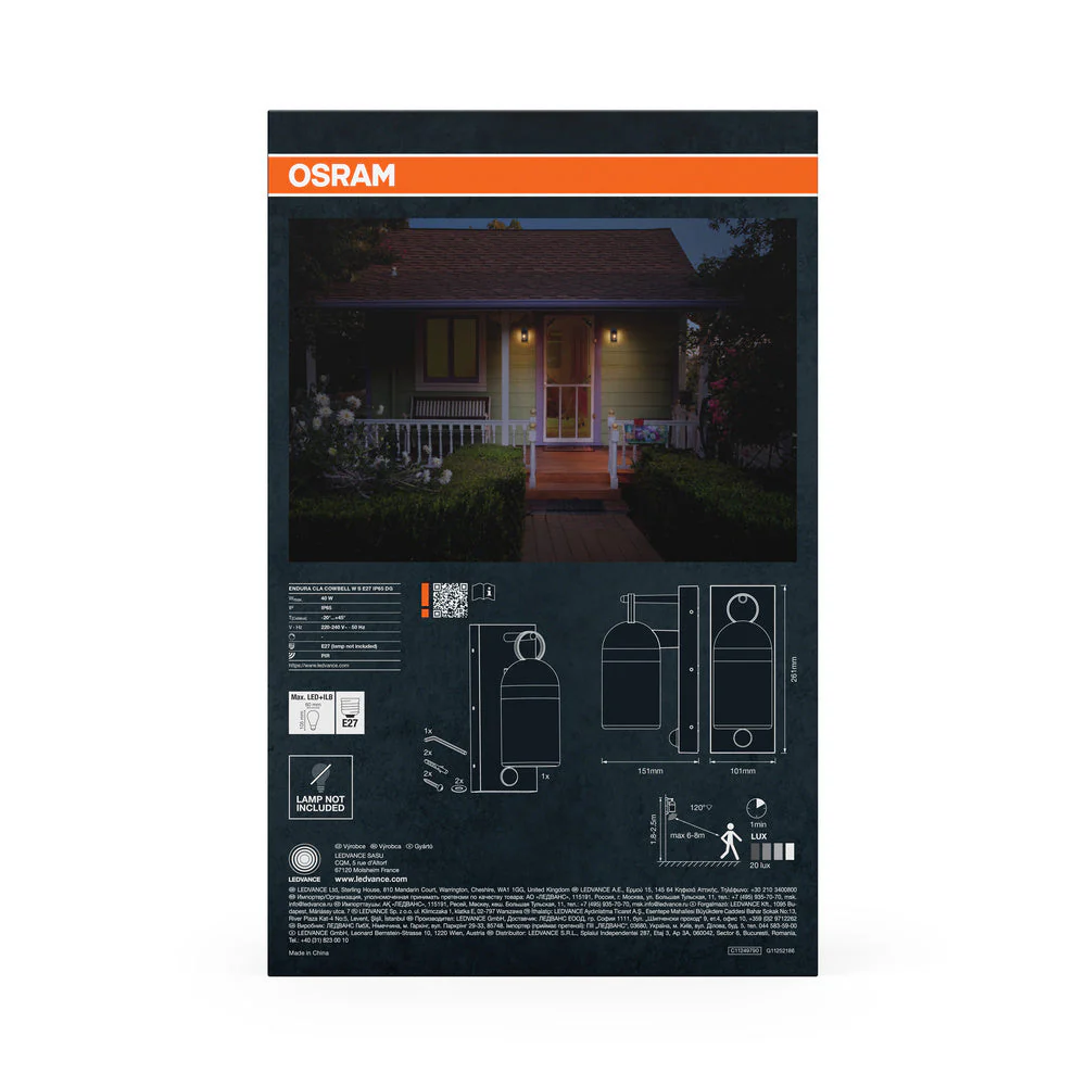 OSRAM ENDURA® Classic Cowbell Applique da esterno IP65 con sensore E27 Grigio scuro - Image 4