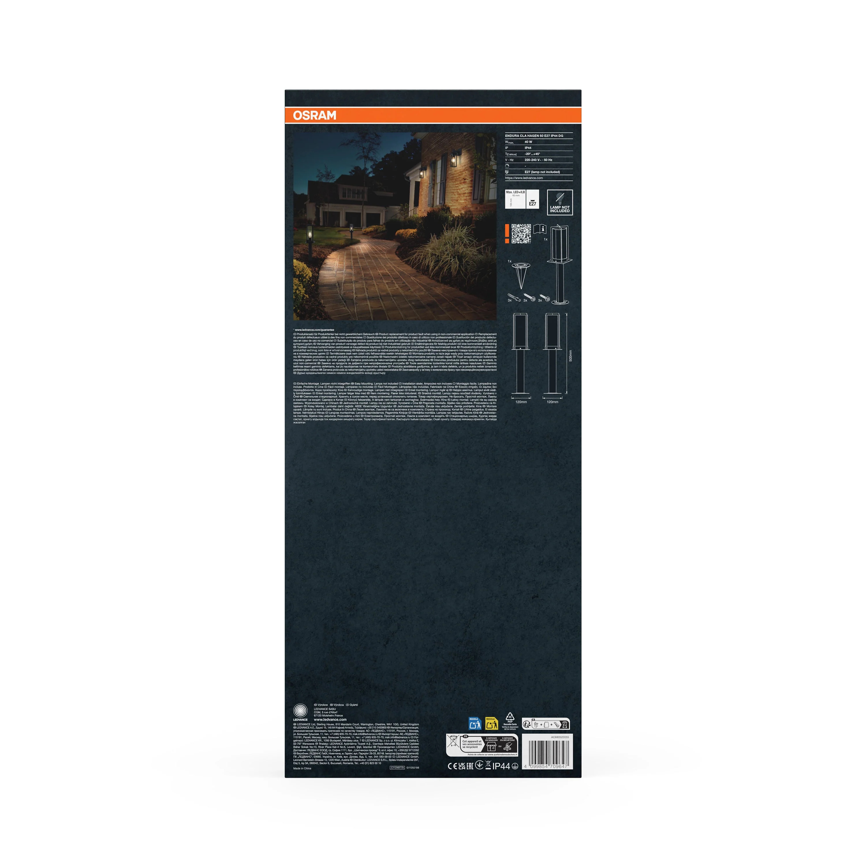 OSRAM ENDURA® Classic Hagen Applique da esterno 50 cm E27 IP44 Grigio scuro - Image 4