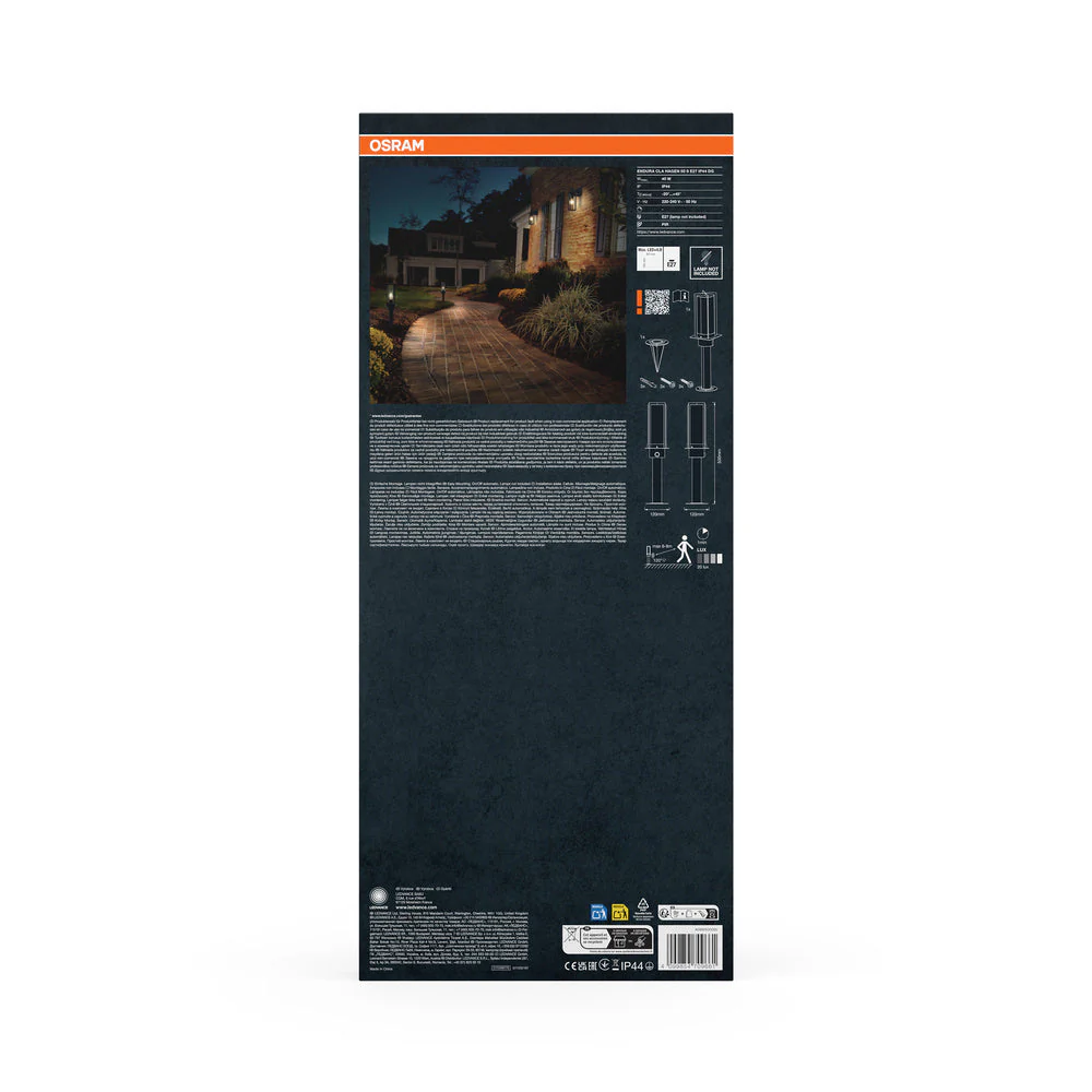 OSRAM ENDURA® Classic Hagen Applique da esterno 50 cm con sensore E27 IP44 Grigio scuro - Image 3