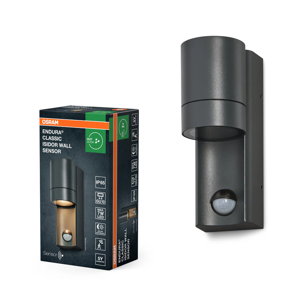 OSRAM ENDURA CLASSIC ISIDOR W Sensore Applique da Esterno, grigio scuro
