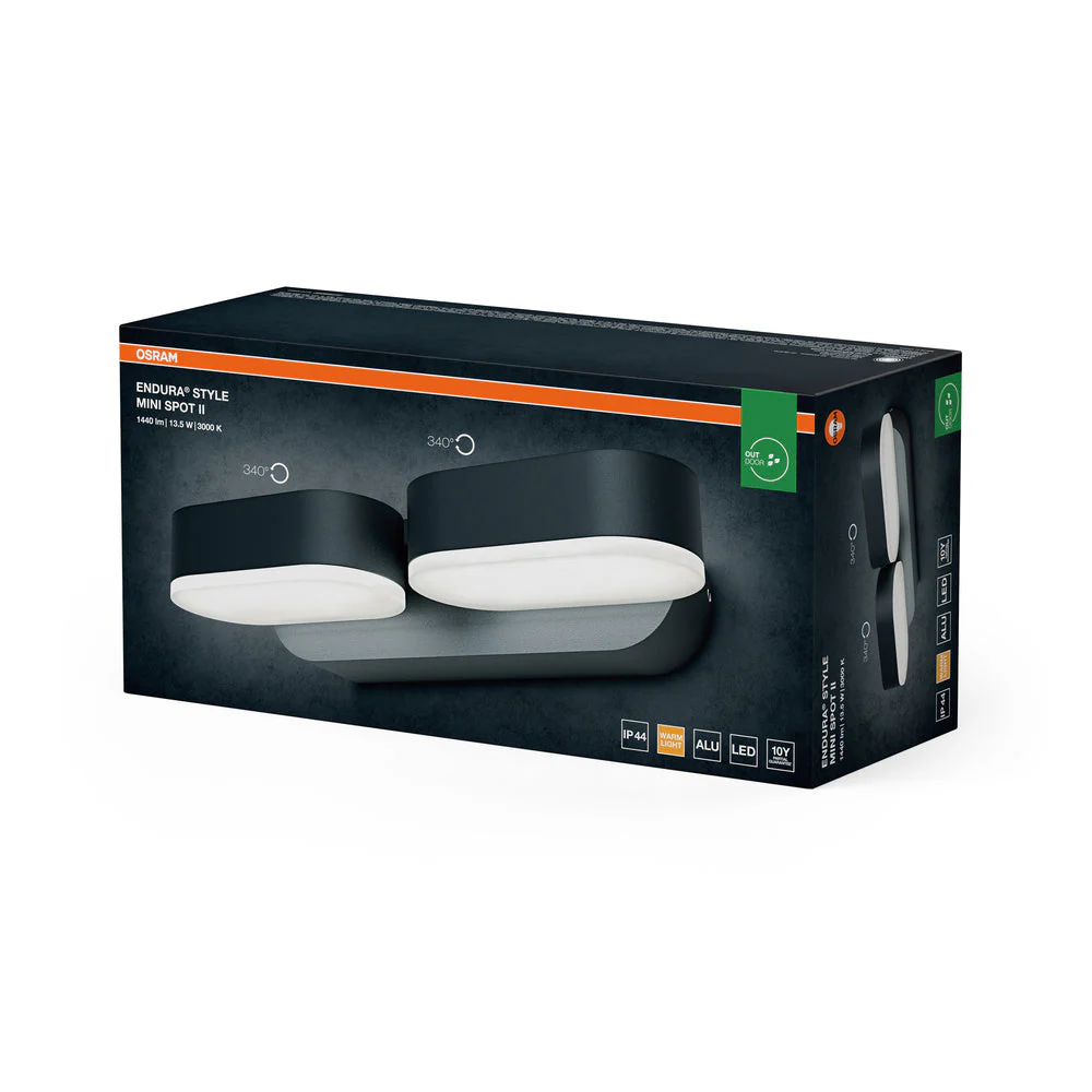 OSRAM LED lampada da parete e soffitto, lampada per applicazioni esterne, bianco caldo, 100,0 mm x 230,0 mm x 54,0 mm, ENDURA STYLE MINI SPOT - Image 3