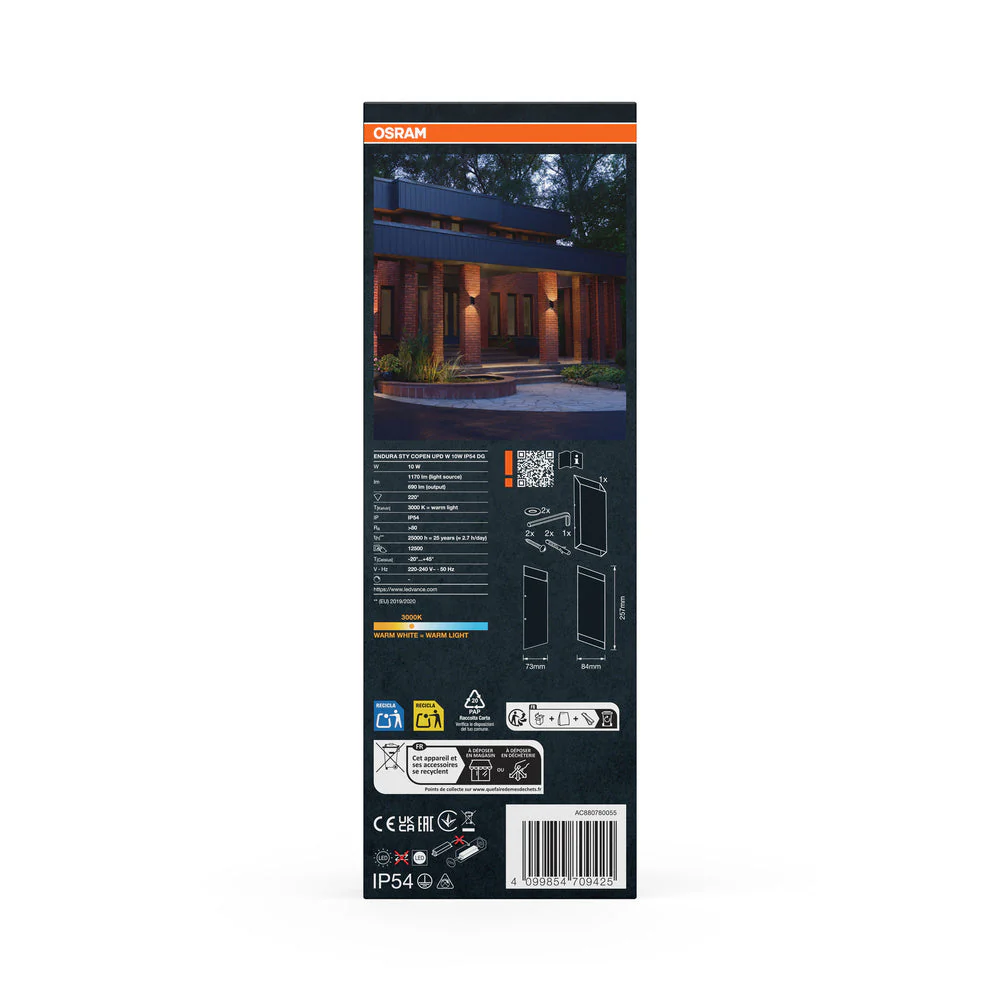 OSRAM ENDURA® Style Applique esterna Copen Up-Down 10W IP54 grigio scuro - Image 3