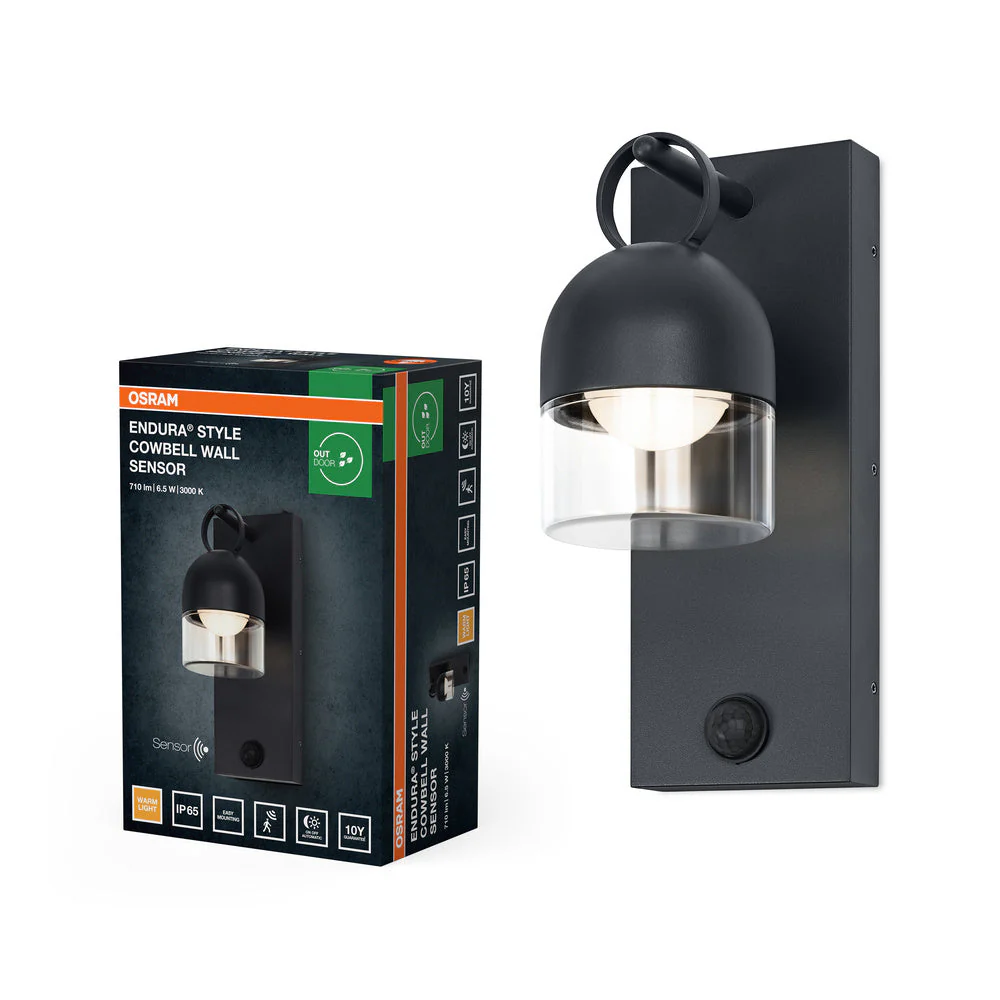 OSRAM ENDURA® Style Applique esterna Cowbell IP65 con sensore 6W grigio scuro
