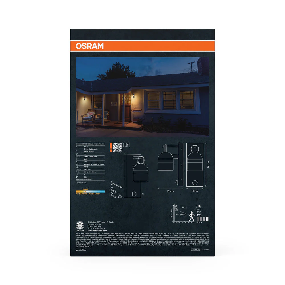 OSRAM ENDURA® Style Applique esterna Cowbell IP65 con sensore 6W grigio scuro - Image 3