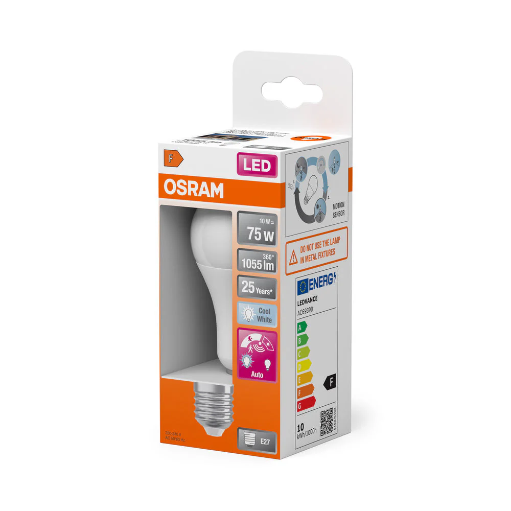 LED CLASSIC A MOTION & SENSORE DI LUCE DIURNA 10W 840 Satinato E27 - Image 3