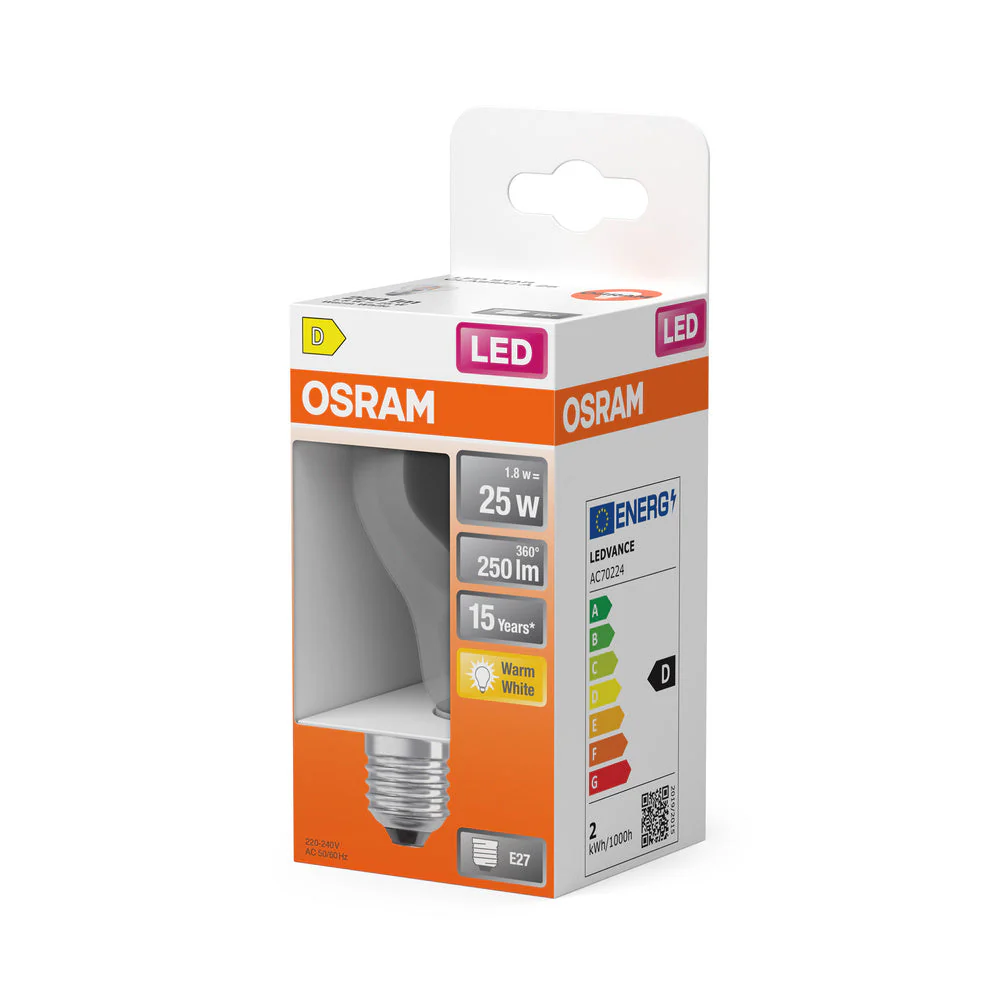 OSRAM Lampada LED Retrofit CLASSIC A 2.5W 827 Clear E27, 250 lm, 2700 K, Bianco caldo - Image 3