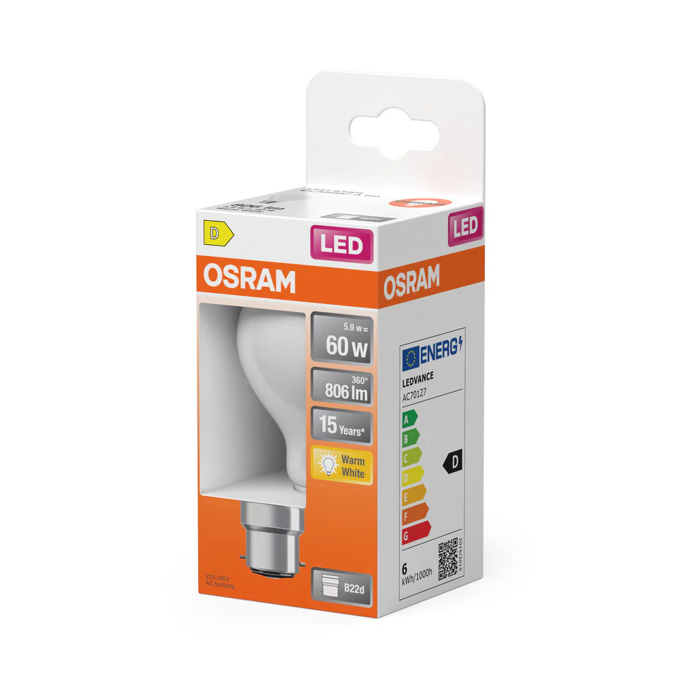 OSRAM Lampada LED Retrofit CLASSIC A 6.5W 827 Opalino B22d, 806 lm, 2700 K, Bianco caldo - Image 3