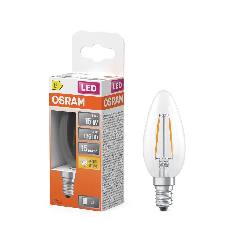 LED Retrofit CLASSIC B 1W 827 Chiaro E14