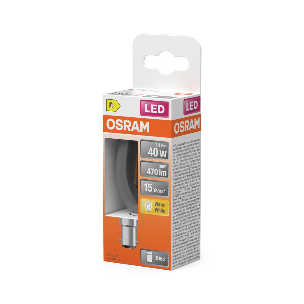 OSRAM Lampadina LED Retrofit CLASSIC B 4W 827 Chiara B15d, 470 lm, 2700 K, Bianco caldo - Image 3
