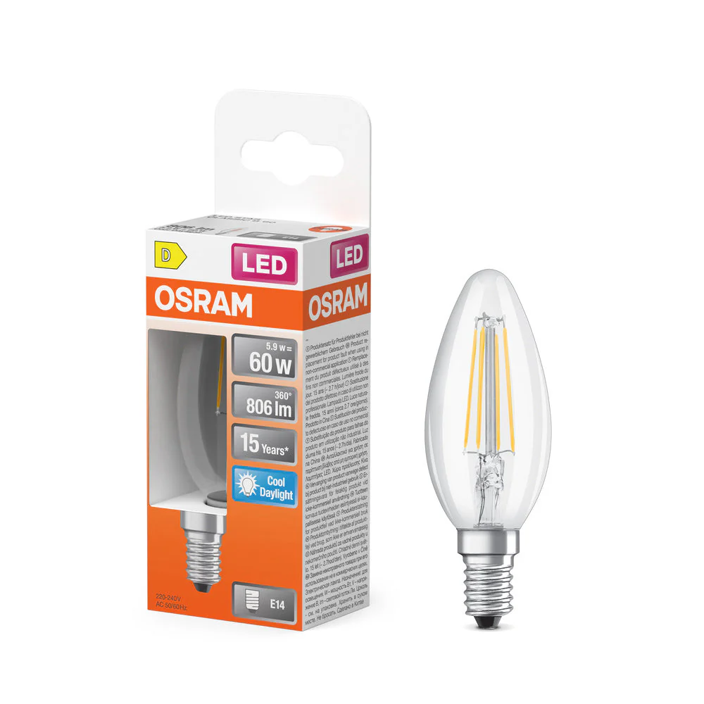 Retrofit LED CLASSIC B 5.9W 865 Trasparente E14