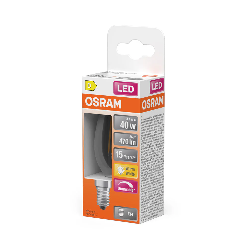 OSRAM Retrofit Classic B LED Lampadina a candela dimmerabile (ex 40W) 5W / 2700K Bianco caldo, E14 - Image 3