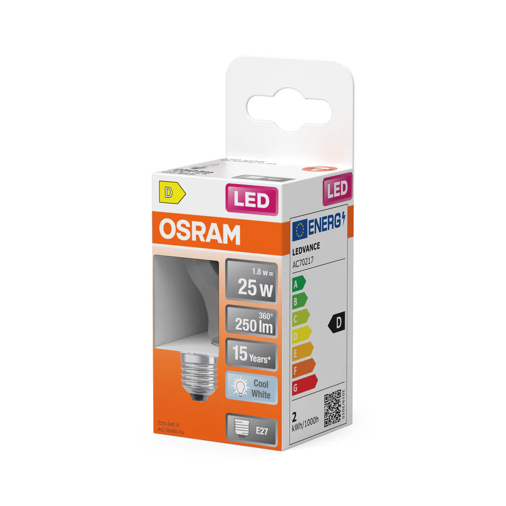 LED Retrofit CLASSIC P 1.8W 840 Trasparente E27 - Image 3