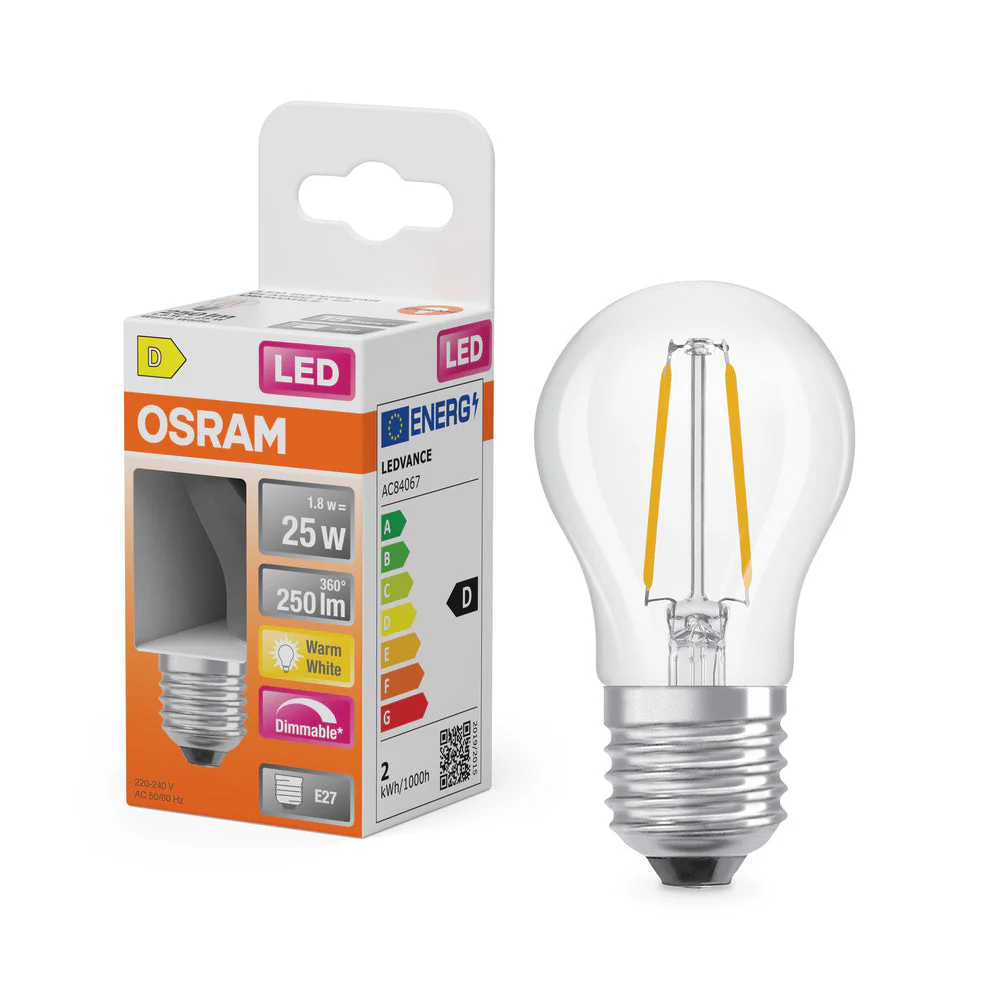 Retrofit LED CLASSIC P DIM 1.8W 827 Trasparente E27