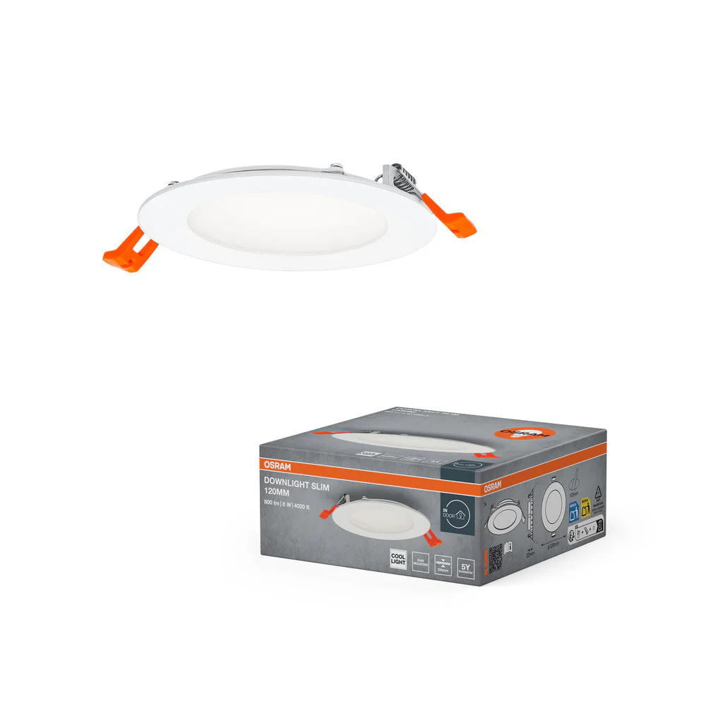 OSRAM FARETTO INCASSO SLIM LED Lampada da soffitto, Ø 120mm, 220…240V 8W / 4000K Bianco freddo