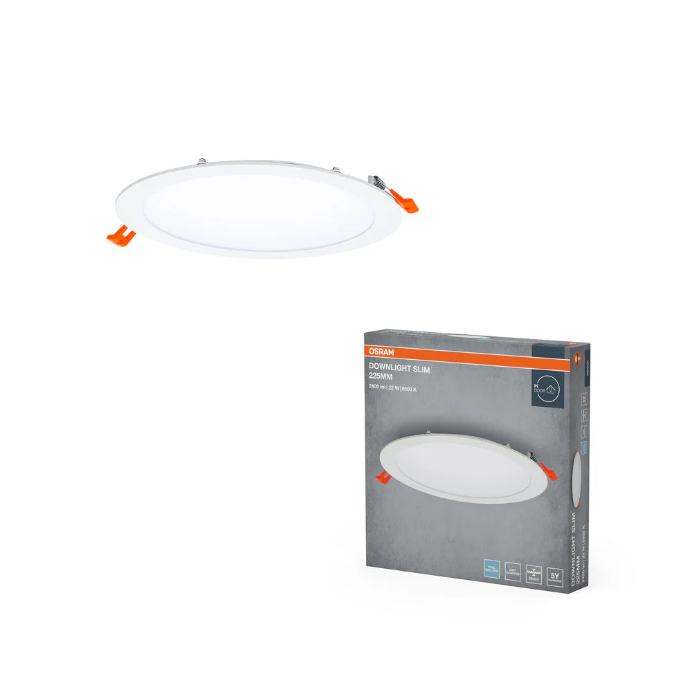 OSRAM RECESS SLIM DOWNLIGHT LED lampada da soffitto, Ø 225mm, 220…240V 22W / 6500K luce fredda
