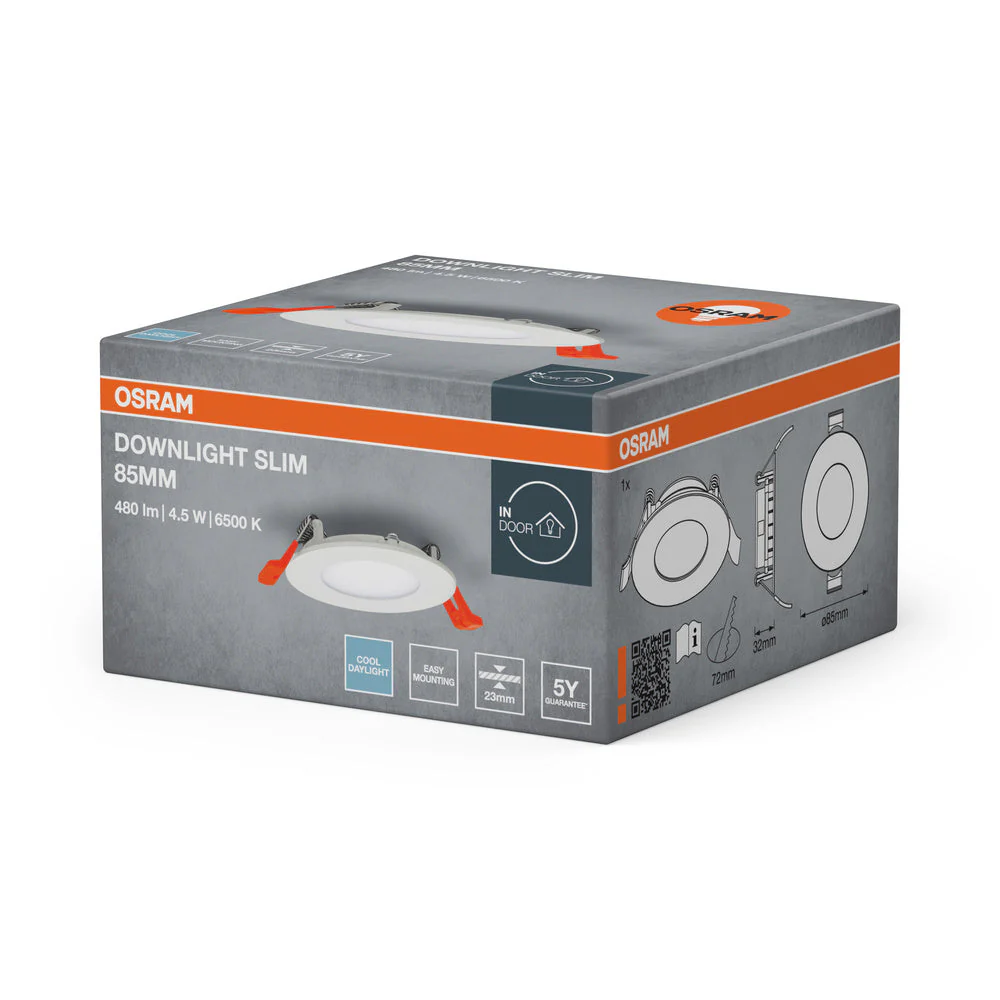 OSRAM RECESS SLIM DOWNLIGHT LED lampada da soffitto, Ø 85mm, 220…240V 4,50W / 6500K luce fredda - Image 3
