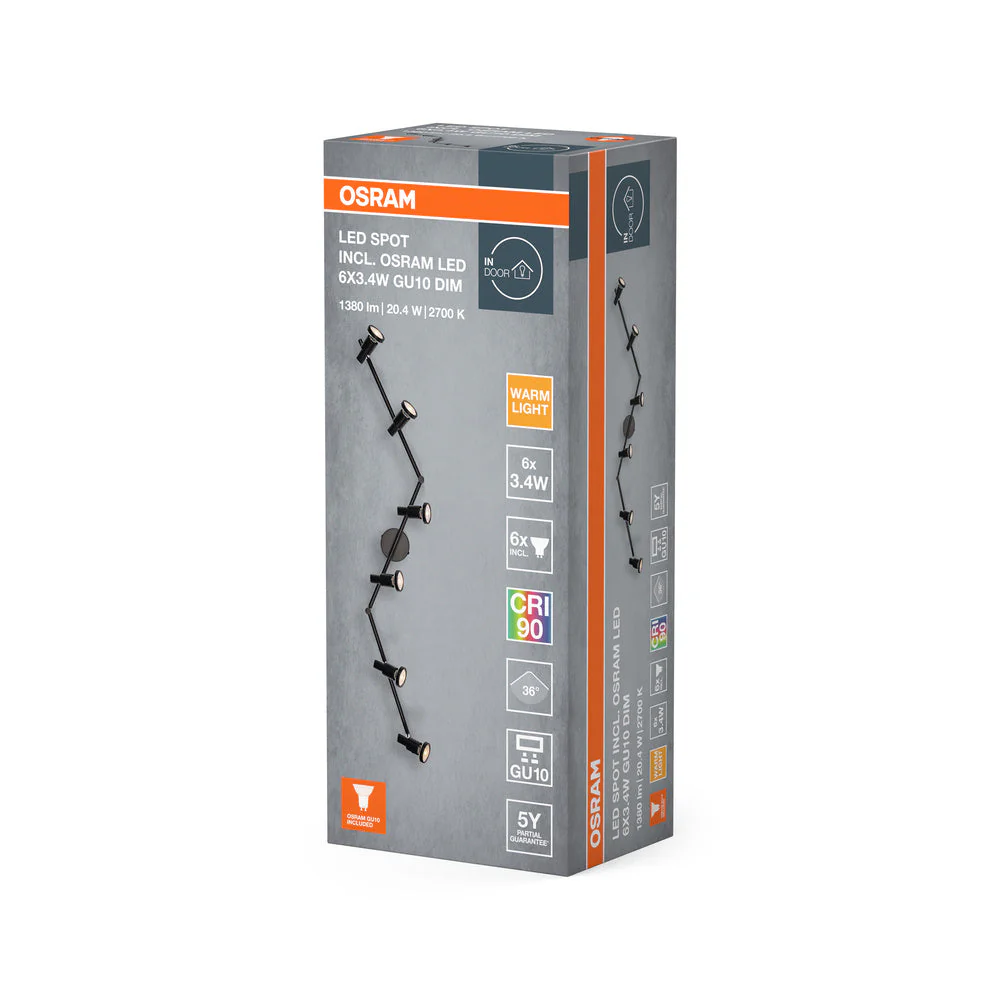 OSRAM FARETTO LED GU10 Lampada da soffitto 6 x 3,4W, 1380lm, nero - Image 3