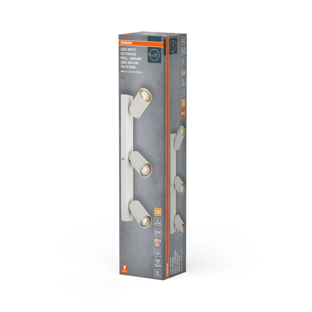 OSRAM LED SPOT OCTAGON lampada da soffitto 3 x 3,4W, GU10, 690lm, bianco - Image 4