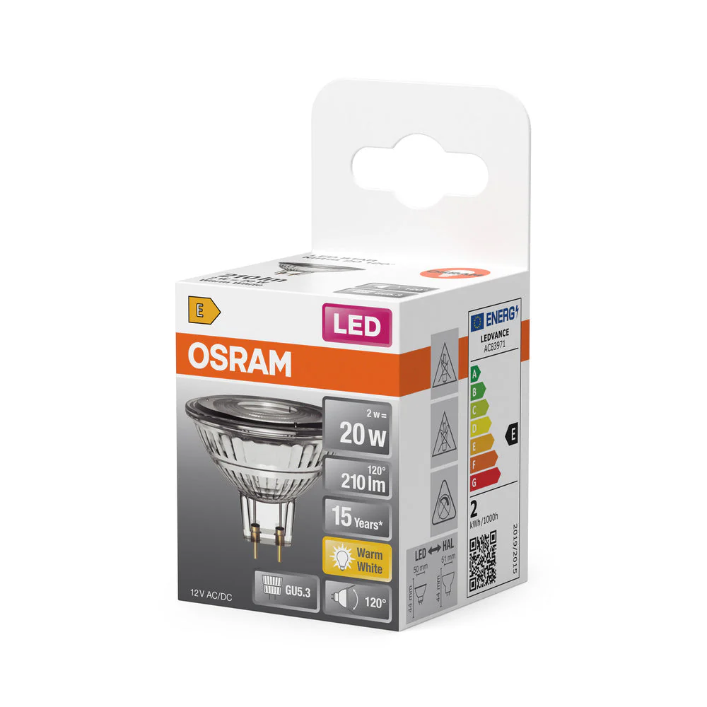 OSRAM SPOT MR16 GL 20 LED-lampada riflettore, 2,6W, 200lm, GU5.3, bianco caldo - Image 3