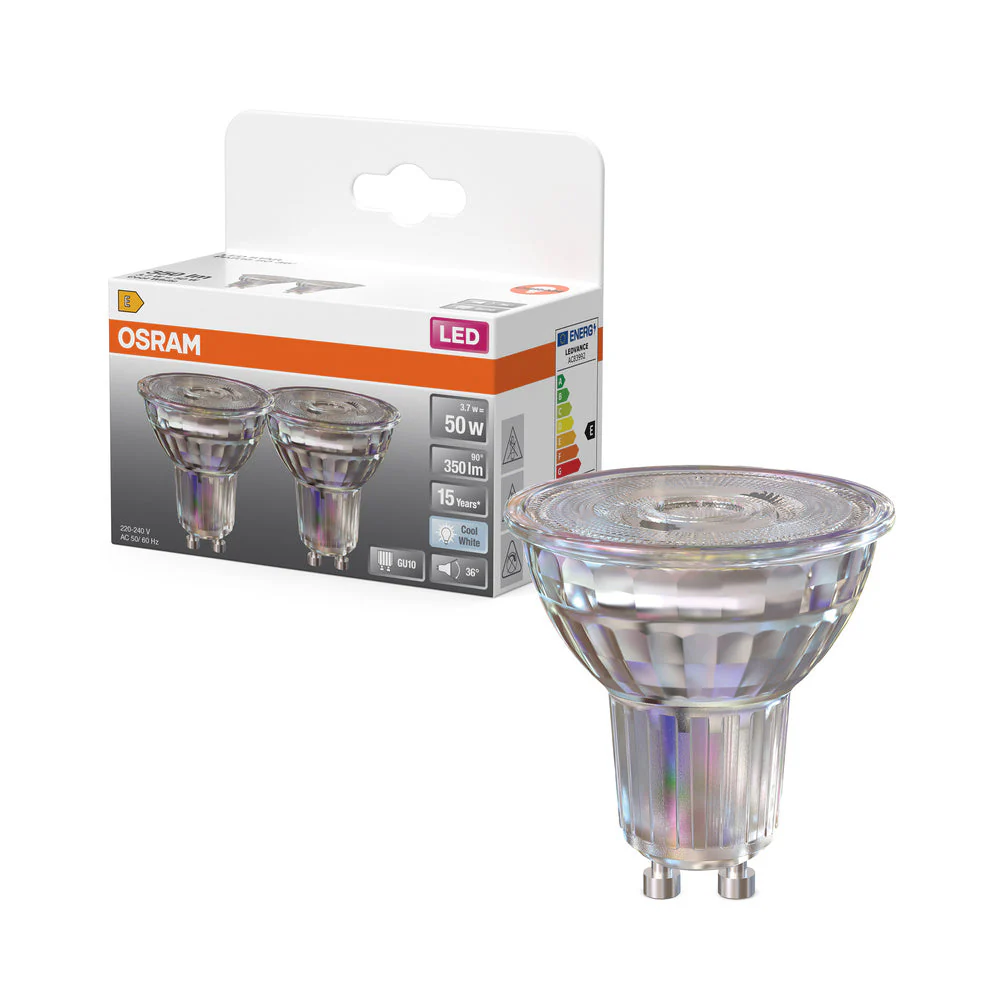 OSRAM LED Riflettore Lampada LED STAR PAR16 4.3W 840 GU10 350 lm, 4000 K, Bianco freddo, Confezione da 2