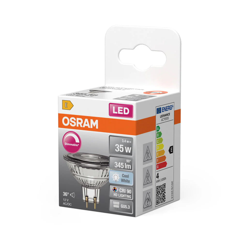 OSRAM Lampadina riflettore LED dimmerabile MR16 con attacco GU5.3, bianco freddo (4000K), 4,9W, sostituto per lampadina riflettore da 35W, LED SUPERSTAR MR16 12 V - Image 3