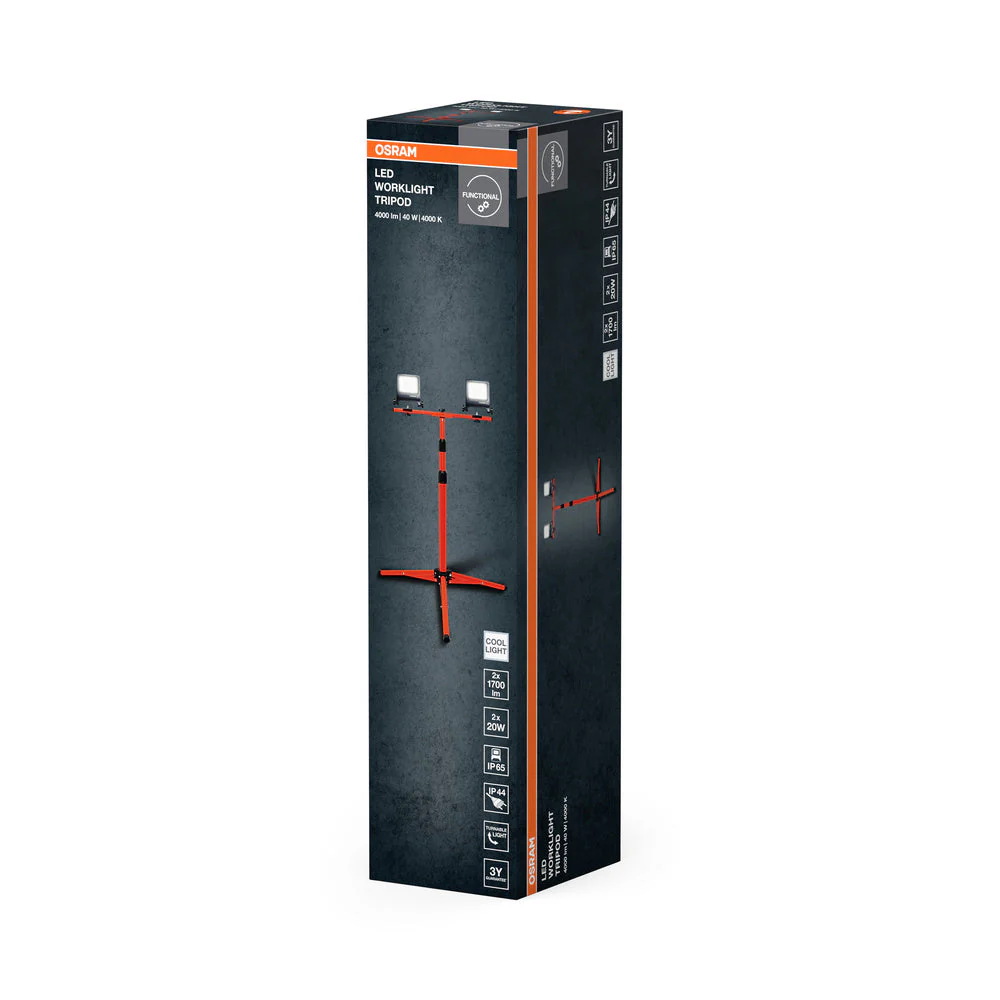 OSRAM LED luce da lavoro per applicazioni esterne, treppiede, luce da lavoro LED, 2 x 20 Watt - Image 3
